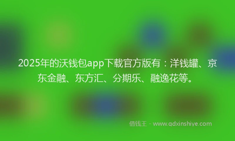 2025年的沃钱包app下载官方版有：洋钱罐、京东金融、东方汇、分期乐、融逸花等。