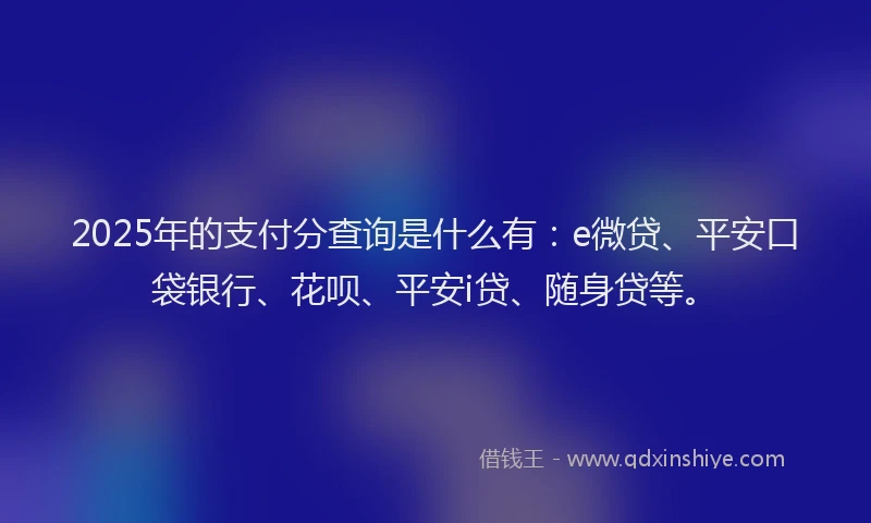 2025年的支付分查询是什么有：e微贷、平安口袋银行、花呗、平安i贷、随身贷等。