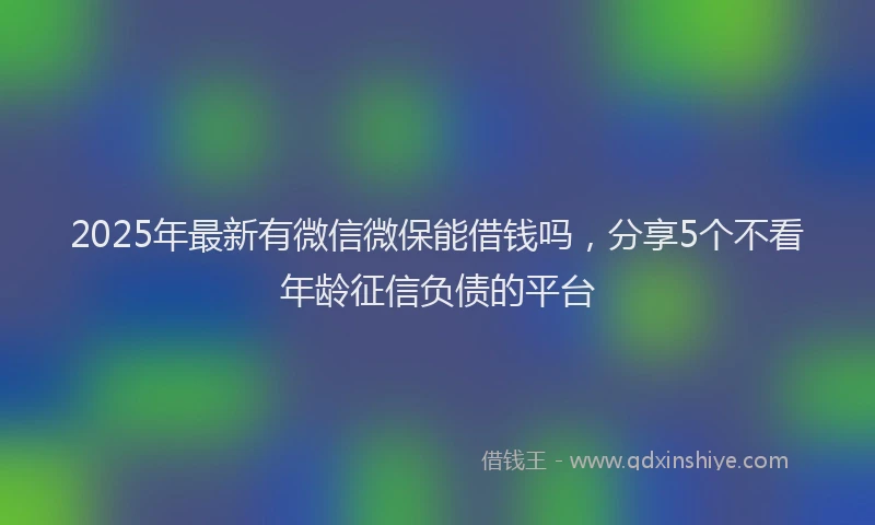 2025年最新有微信微保能借钱吗，分享5个不看年龄征信负债的平台