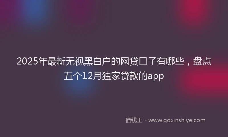 2025年最新无视黑白户的网贷口子有哪些，盘点五个12月独家贷款的app