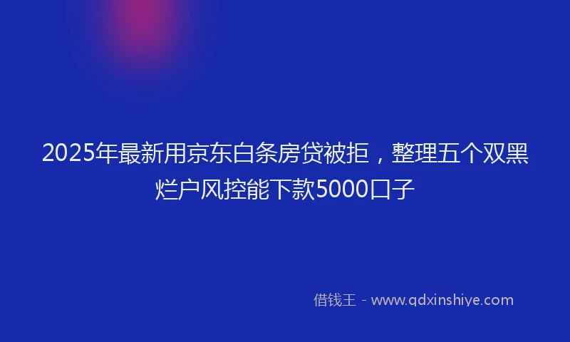2025年最新用京东白条房贷被拒，整理五个双黑烂户风控能下款5000口子