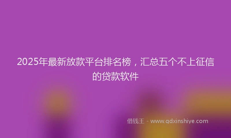 2025年最新放款平台排名榜，汇总五个不上征信的贷款软件