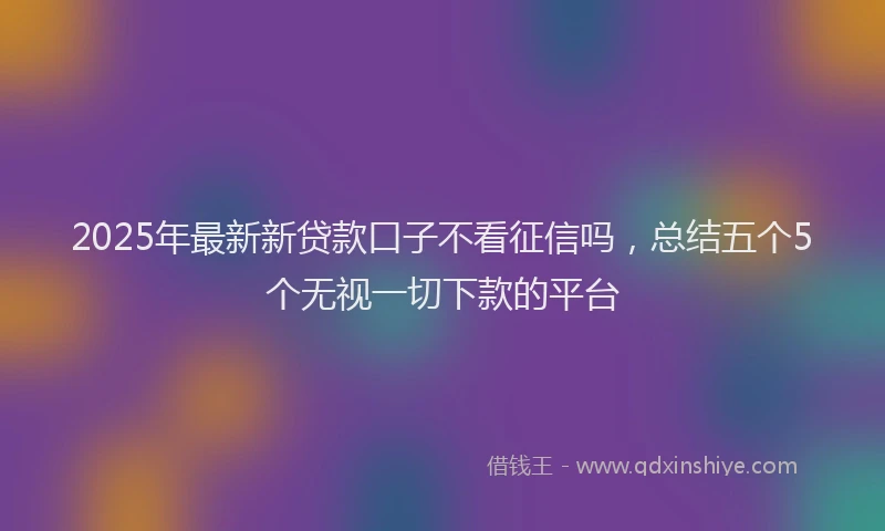 2025年最新新贷款口子不看征信吗，总结五个5个无视一切下款的平台