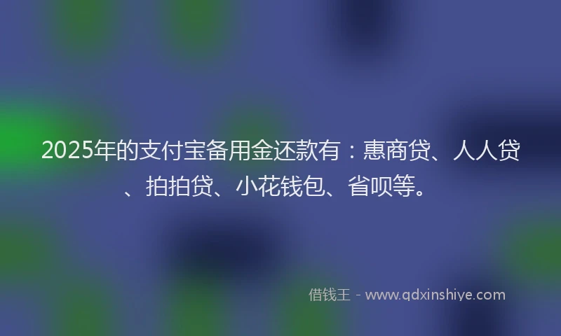 2025年的支付宝备用金还款有：惠商贷、人人贷、拍拍贷、小花钱包、省呗等。