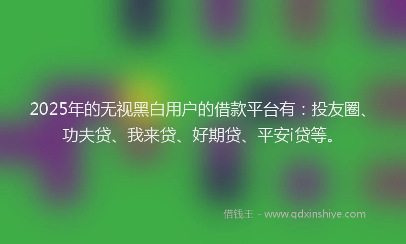 2025年的无视黑白用户的借款平台有：投友圈、功夫贷、我来贷、好期贷、平安i贷等。