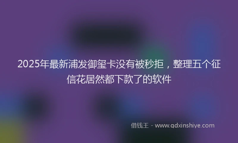 2025年最新浦发御玺卡没有被秒拒，整理五个征信花居然都下款了的软件