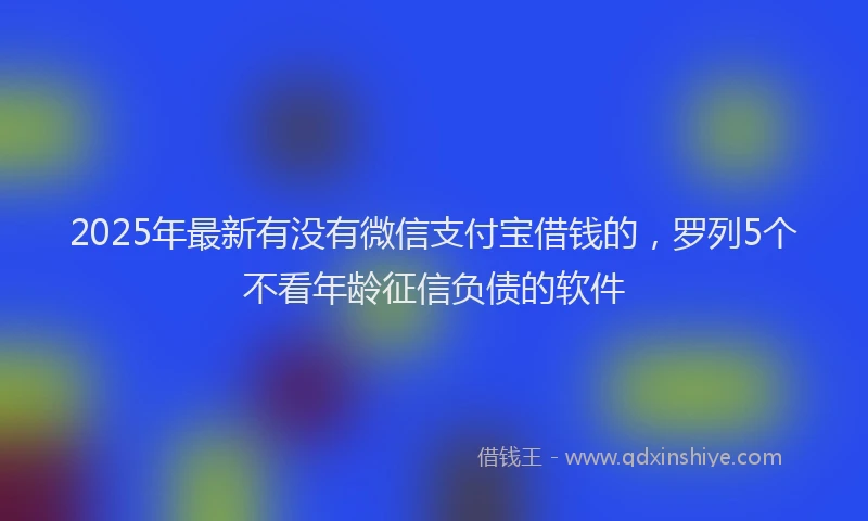 2025年最新有没有微信支付宝借钱的，罗列5个不看年龄征信负债的软件