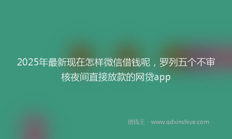 2025年最新现在怎样微信借钱呢，罗列五个不审核夜间直接放款的网贷app