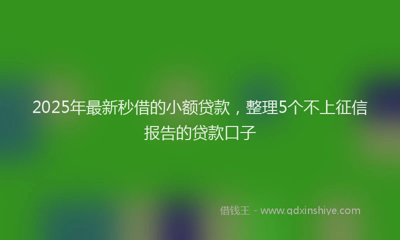 2025年最新秒借的小额贷款，整理5个不上征信报告的贷款口子