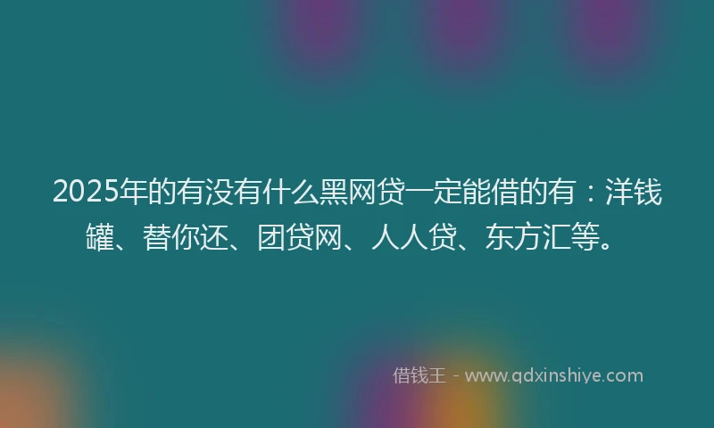 2025年的有没有什么黑网贷一定能借的有：洋钱罐、替你还、团贷网、人人贷、东方汇等。