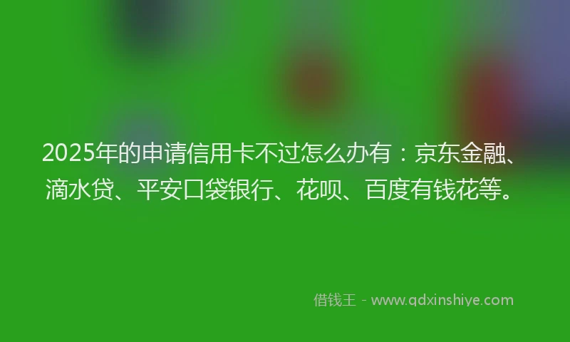 2025年的申请信用卡不过怎么办有：京东金融、滴水贷、平安口袋银行、花呗、百度有钱花等。