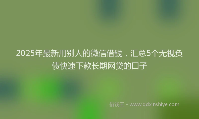 2025年最新用别人的微信借钱，汇总5个无视负债快速下款长期网贷的口子