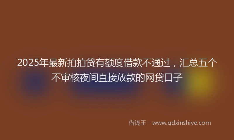 2025年最新拍拍贷有额度借款不通过，汇总五个不审核夜间直接放款的网贷口子