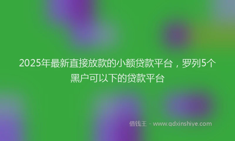 2025年最新直接放款的小额贷款平台，罗列5个黑户可以下的贷款平台