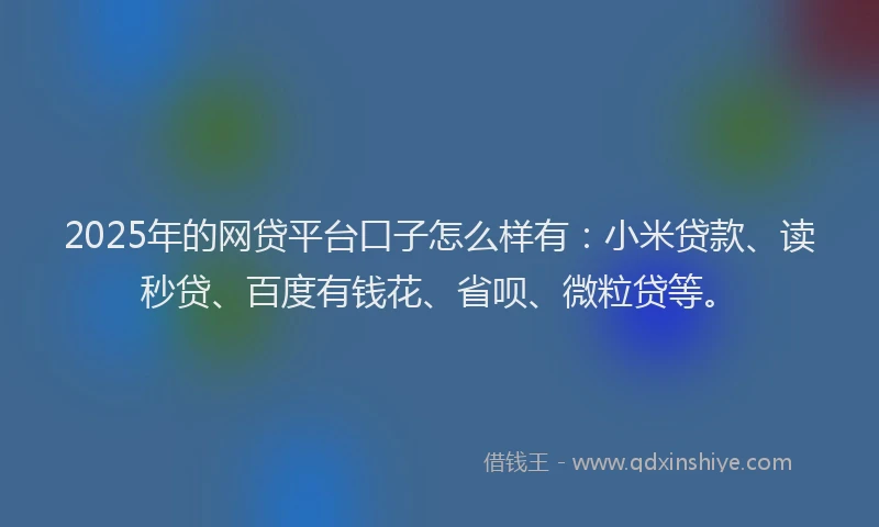 2025年的网贷平台口子怎么样有：小米贷款、读秒贷、百度有钱花、省呗、微粒贷等。