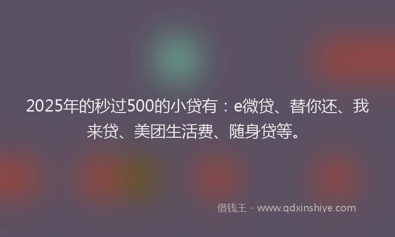 2025年的秒过500的小贷有：e微贷、替你还、我来贷、美团生活费、随身贷等。