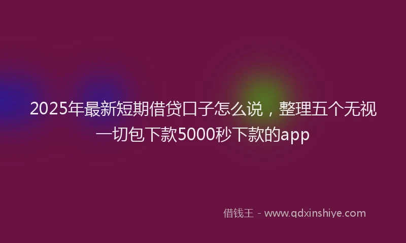 2025年最新短期借贷口子怎么说，整理五个无视一切包下款5000秒下款的app