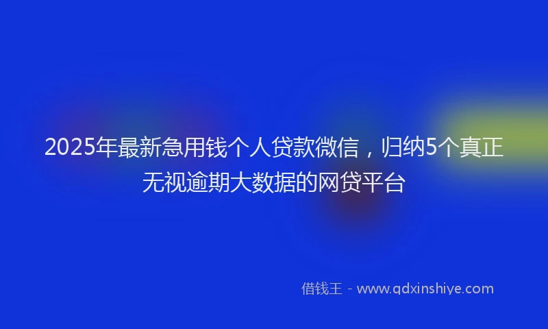 2025年最新急用钱个人贷款微信，归纳5个真正无视逾期大数据的网贷平台