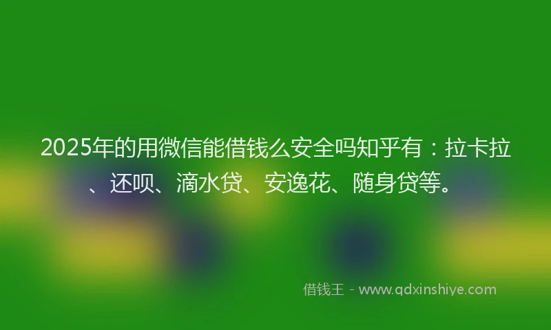2025年的用微信能借钱么安全吗知乎有：拉卡拉、还呗、滴水贷、安逸花、随身贷等。