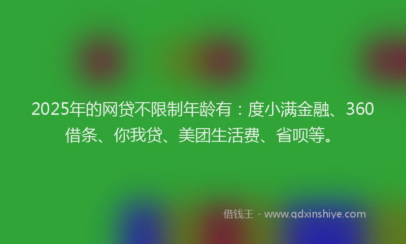 2025年的网贷不限制年龄有：度小满金融、360借条、你我贷、美团生活费、省呗等。