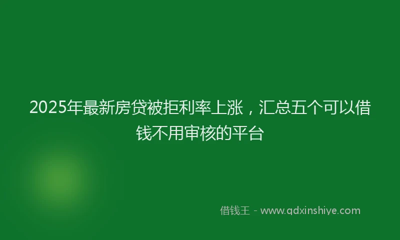 2025年最新房贷被拒利率上涨，汇总五个可以借钱不用审核的平台