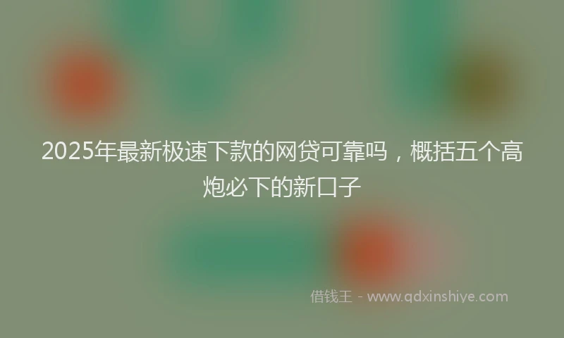 2025年最新极速下款的网贷可靠吗，概括五个高炮必下的新口子
