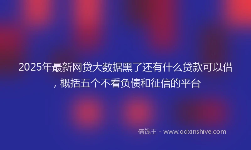 2025年最新网贷大数据黑了还有什么贷款可以借，概括五个不看负债和征信的平台