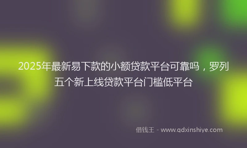 2025年最新易下款的小额贷款平台可靠吗，罗列五个新上线贷款平台门槛低平台