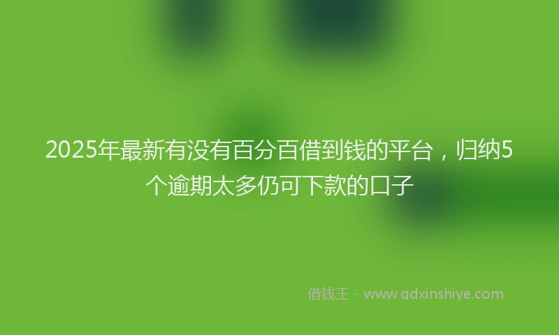 2025年最新有没有百分百借到钱的平台，归纳5个逾期太多仍可下款的口子