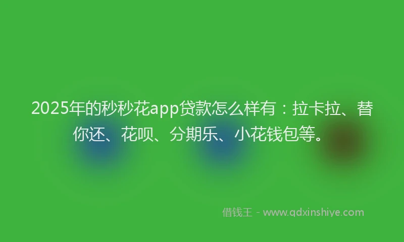 2025年的秒秒花app贷款怎么样有：拉卡拉、替你还、花呗、分期乐、小花钱包等。