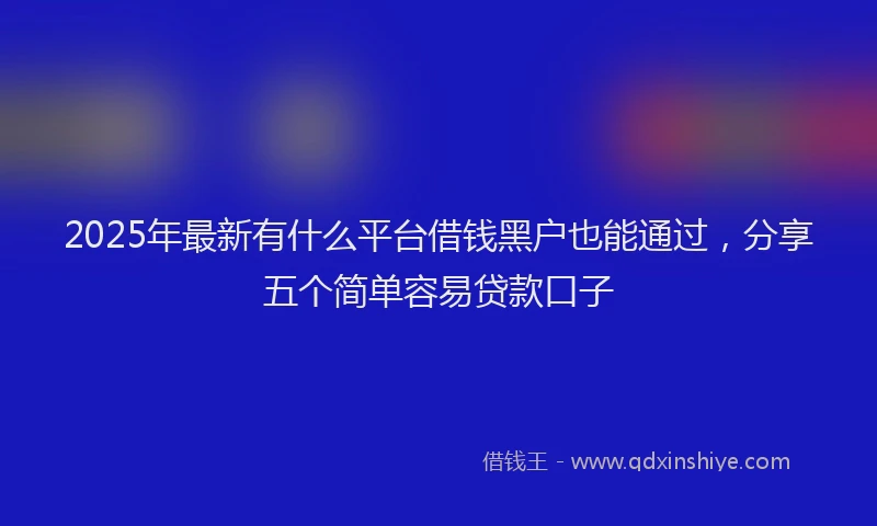 2025年最新有什么平台借钱黑户也能通过，分享五个简单容易贷款口子