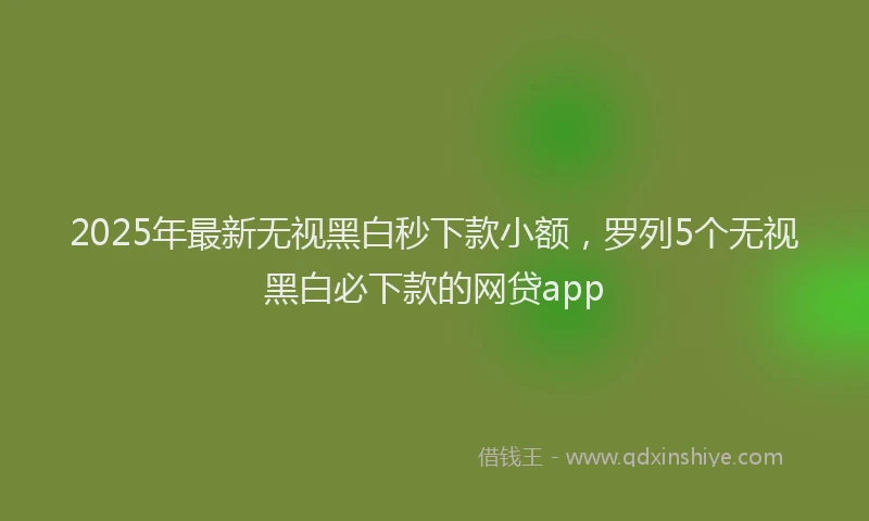 2025年最新无视黑白秒下款小额，罗列5个无视黑白必下款的网贷app