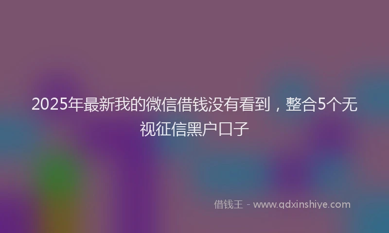 2025年最新我的微信借钱没有看到，整合5个无视征信黑户口子