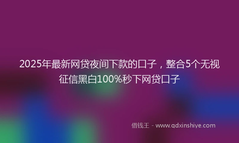 2025年最新网贷夜间下款的口子，整合5个无视征信黑白100%秒下网贷口子