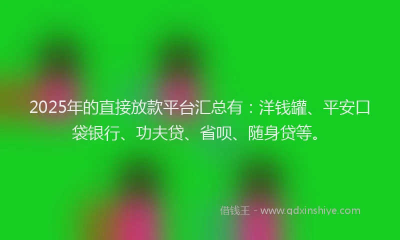 2025年的直接放款平台汇总有：洋钱罐、平安口袋银行、功夫贷、省呗、随身贷等。