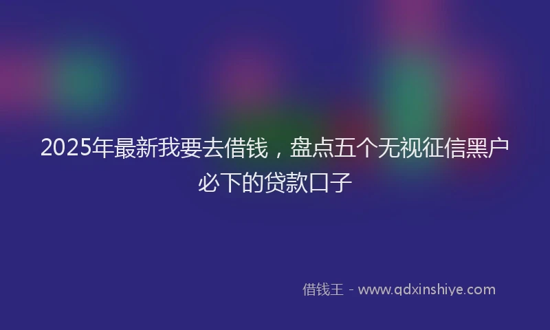 2025年最新我要去借钱，盘点五个无视征信黑户必下的贷款口子