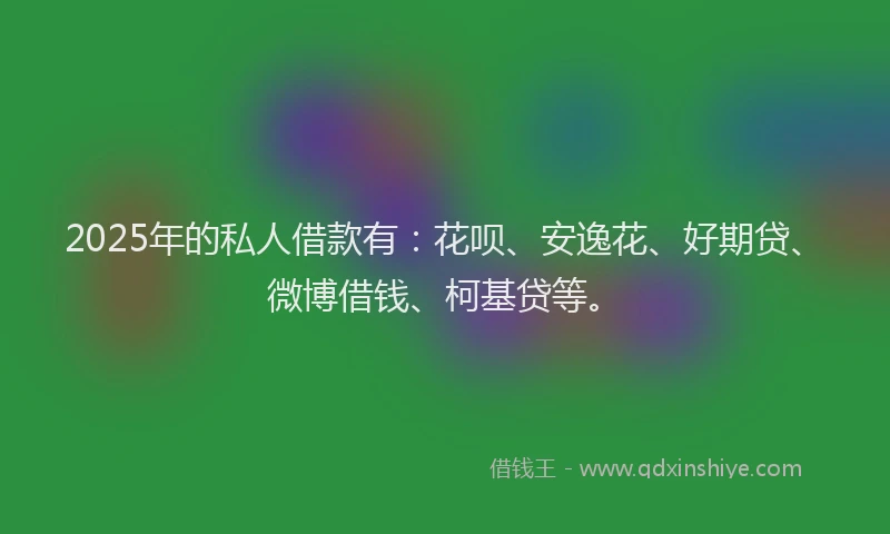 2025年的私人借款有：花呗、安逸花、好期贷、微博借钱、柯基贷等。