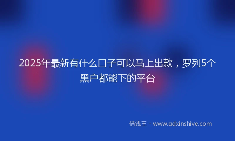 2025年最新有什么口子可以马上出款，罗列5个黑户都能下的平台