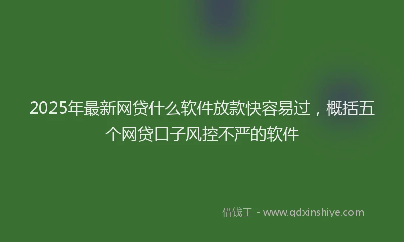 2025年最新网贷什么软件放款快容易过，概括五个网贷口子风控不严的软件
