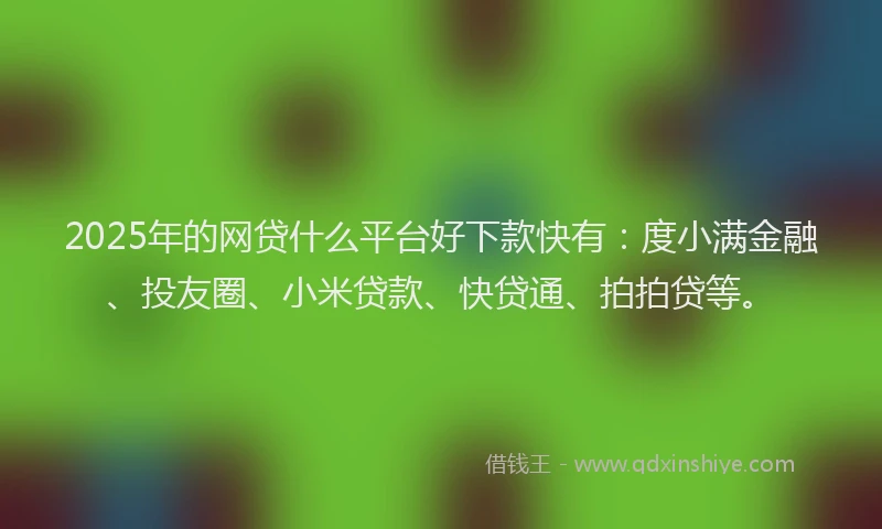2025年的网贷什么平台好下款快有：度小满金融、投友圈、小米贷款、快贷通、拍拍贷等。
