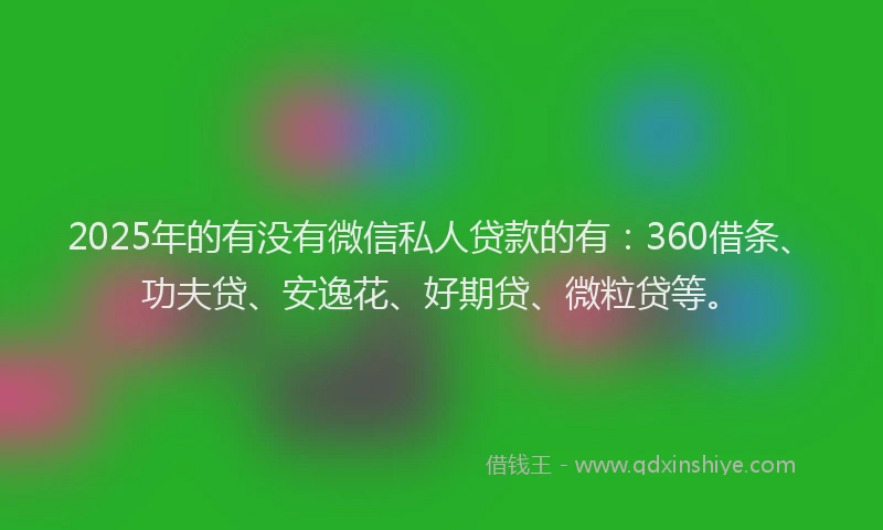 2025年的有没有微信私人贷款的有：360借条、功夫贷、安逸花、好期贷、微粒贷等。
