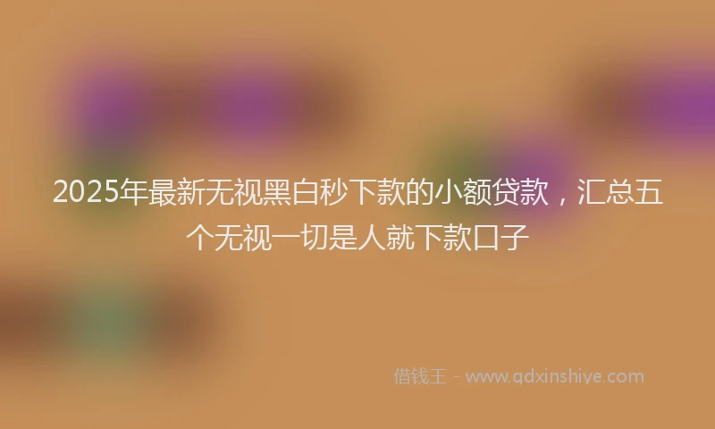 2025年最新无视黑白秒下款的小额贷款，汇总五个无视一切是人就下款口子