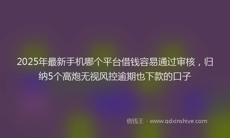 2025年最新手机哪个平台借钱容易通过审核，归纳5个高炮无视风控逾期也下款的口子
