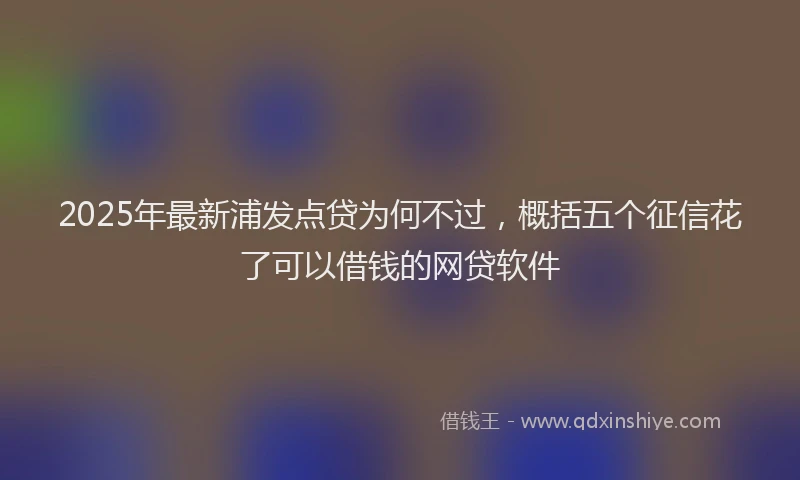 2025年最新浦发点贷为何不过，概括五个征信花了可以借钱的网贷软件