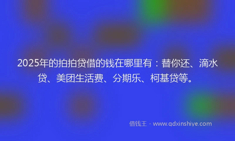 2025年的拍拍贷借的钱在哪里有：替你还、滴水贷、美团生活费、分期乐、柯基贷等。