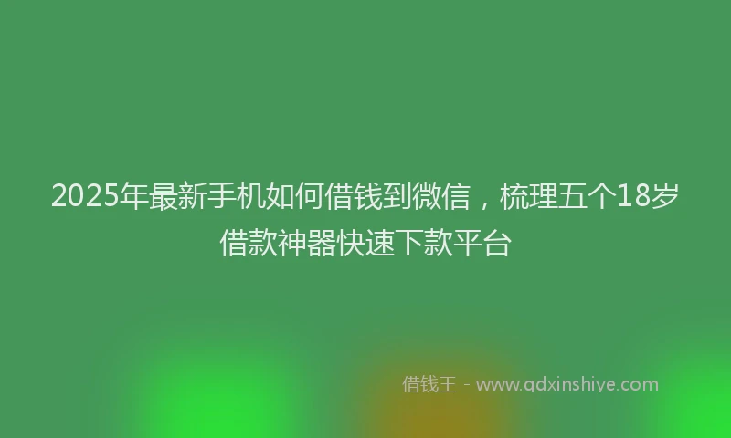 2025年最新手机如何借钱到微信，梳理五个18岁借款神器快速下款平台