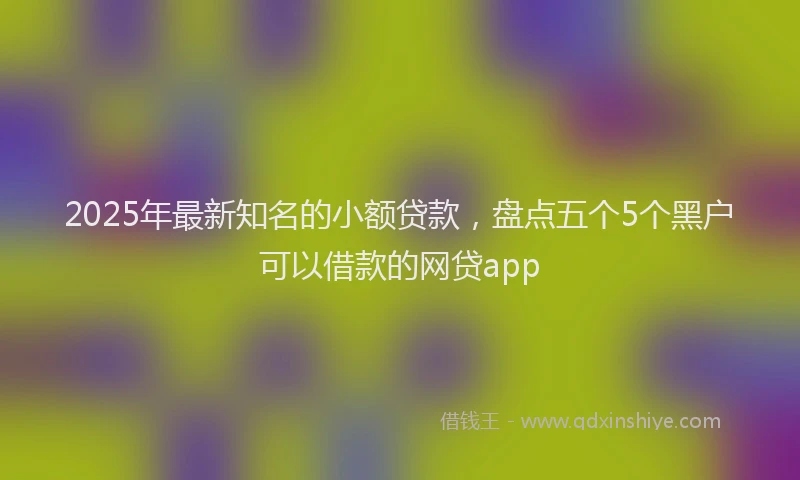 2025年最新知名的小额贷款，盘点五个5个黑户可以借款的网贷app