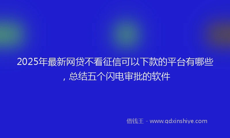 2025年最新网贷不看征信可以下款的平台有哪些，总结五个闪电审批的软件