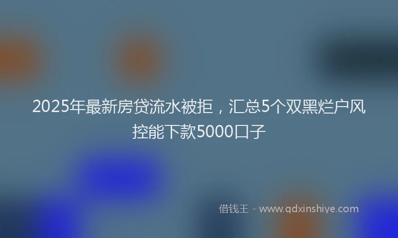2025年最新房贷流水被拒，汇总5个双黑烂户风控能下款5000口子