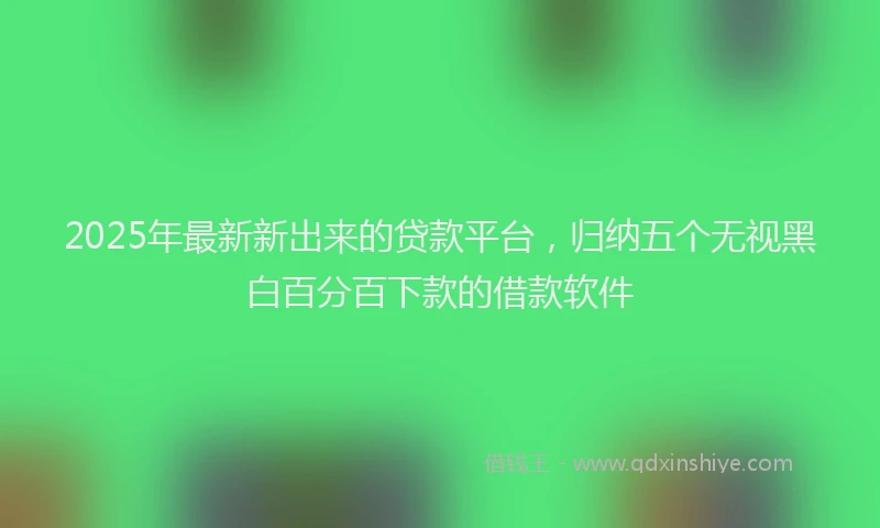 2025年最新新出来的贷款平台，归纳五个无视黑白百分百下款的借款软件